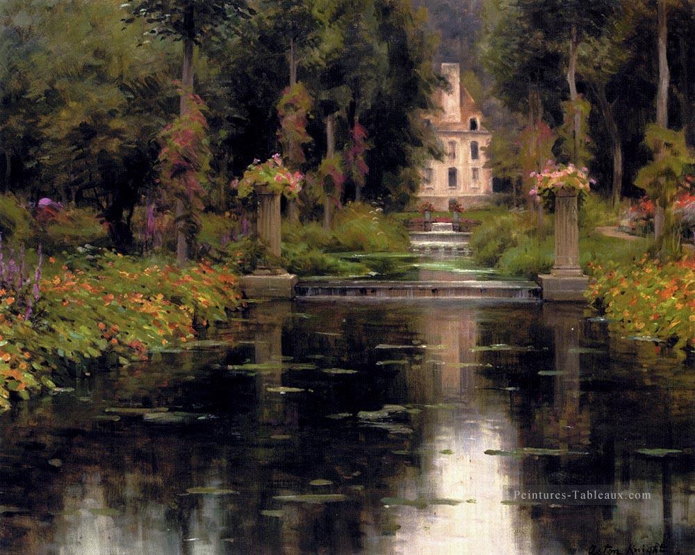 Vue d’un chateau paysage Louis Aston Knight Peintures à l'huile